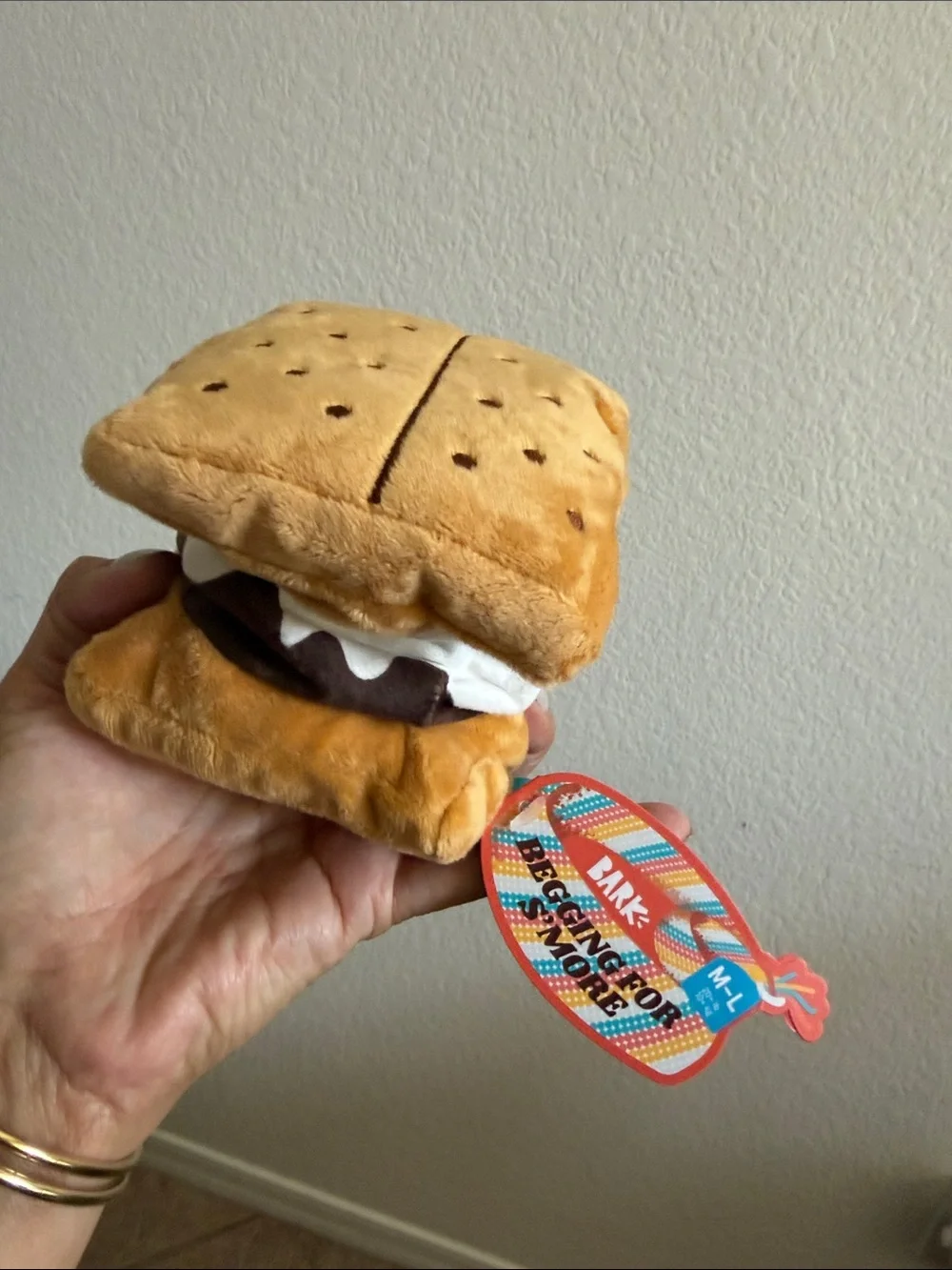 Bark Plush S'mores Puppet Toy - Tan, Brown, White